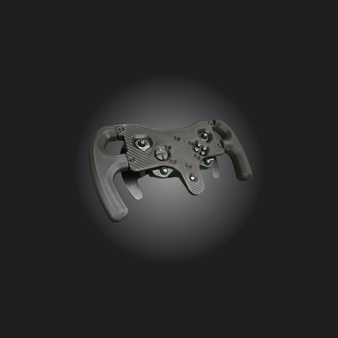 F1 wheel mod for Thrustmaster T300 RS, enhancing gaming experience with a stylish carbon fiber design.