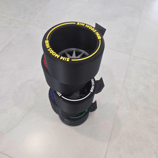 F1-Style Cup Holder for Sim Rigs with tire-inspired design, perfect for sim racing setups.