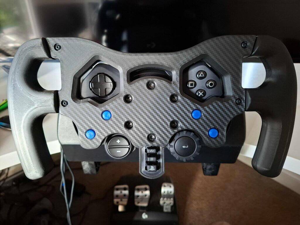 F1 Wheel for Logitech G29/G923/G920 showcasing buttons and paddle shifters for sim racing enthusiasts.