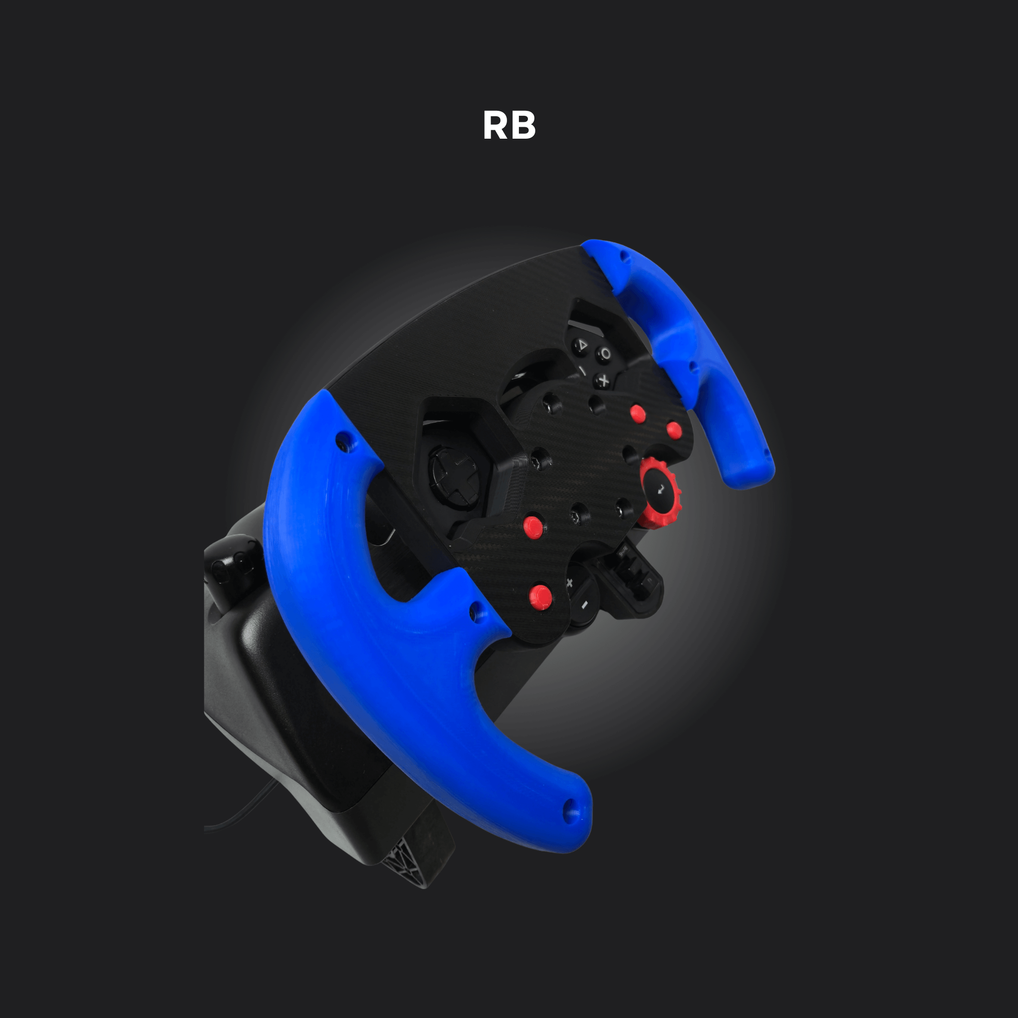 F1 racing wheel upgrade with blue grips for Logitech controllers, designed for enhanced sim racing experience.