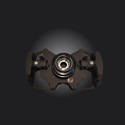 Formula Wheel Hub showcasing a carbon fiber design, engineered for professional sim racing control.