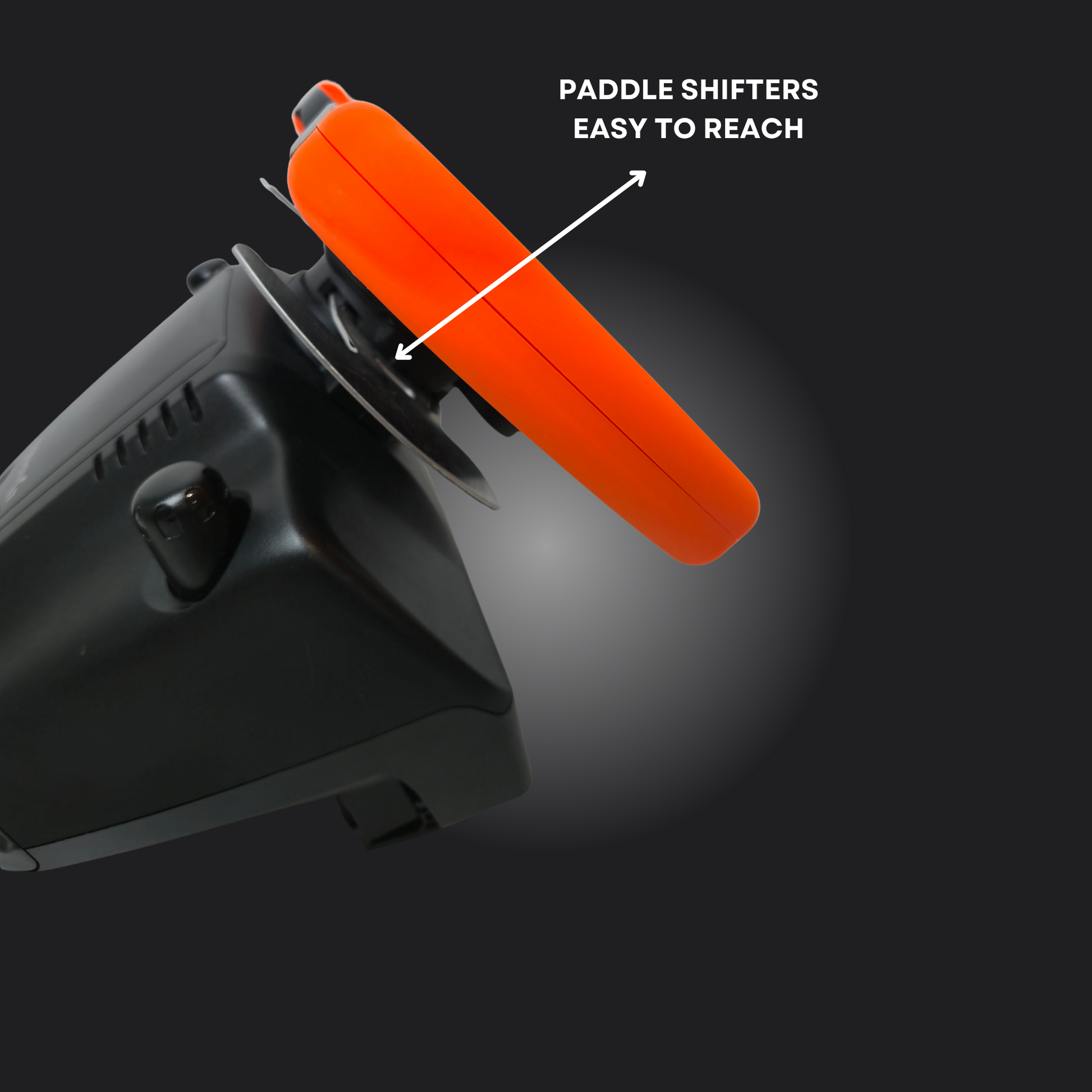 F1 Wheel for Logitech G29/G923/G920 showing easy-to-reach paddle shifters for improved sim racing experience.