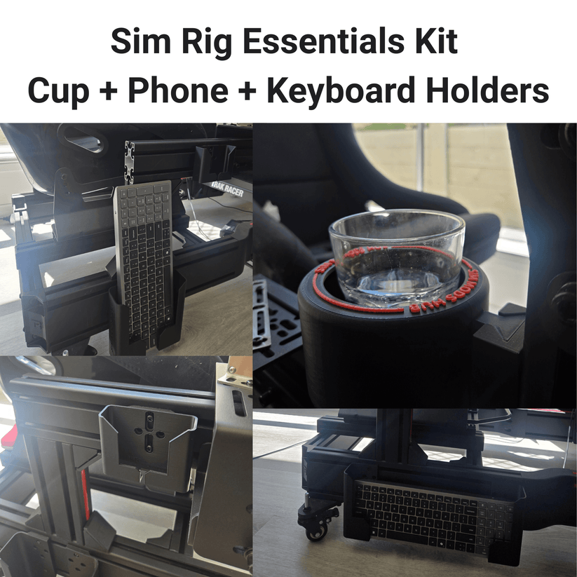 Sim Rig Essentials Kit | Cup, Phone, Keyboard Mounts | Sim Mods Hub