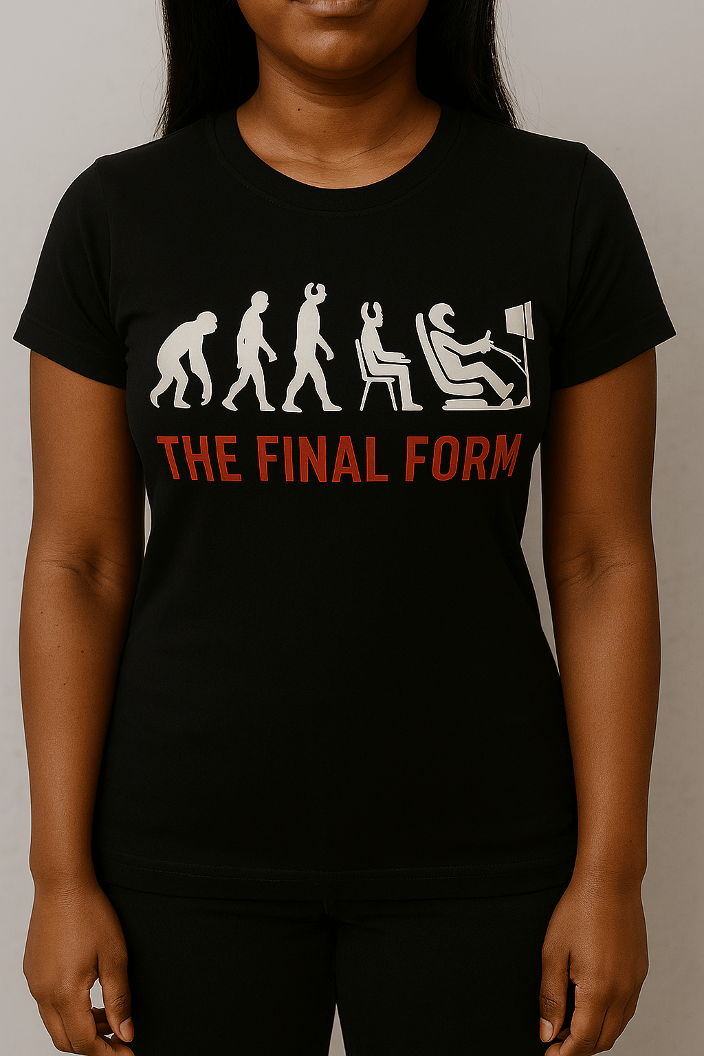 Final Form Sim Racing T-Shirt featuring evolution design, perfect for sim racing enthusiasts and casual wear.